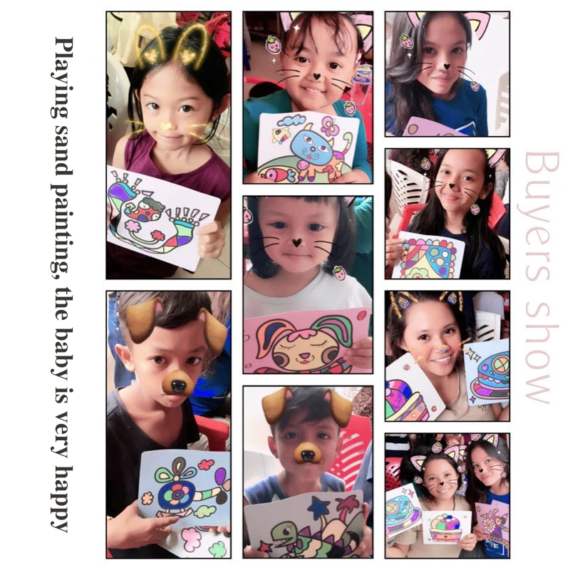 Creativo pintura de arena DIY ni&ntilde;os juguetes de Montessori ni&ntilde;os artesan&iacute;a Doodle color arena im&aacute;genes art&iacute;sticas papel de dibujo juguetes educativos-4