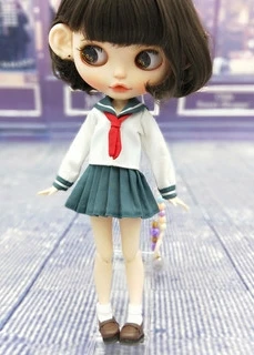 gray green Куклы Blyth, японский матросский костюм, морская форма, школьная форма, плиссированная юбка для Kurhn, Azone, Momoko, Licca 1/6, куклы для косплея - Цвет: gray green