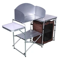 aluminum folding table outdoor camping supplies double storage rack trip mobile kitchen self drive equipment luxury chair
