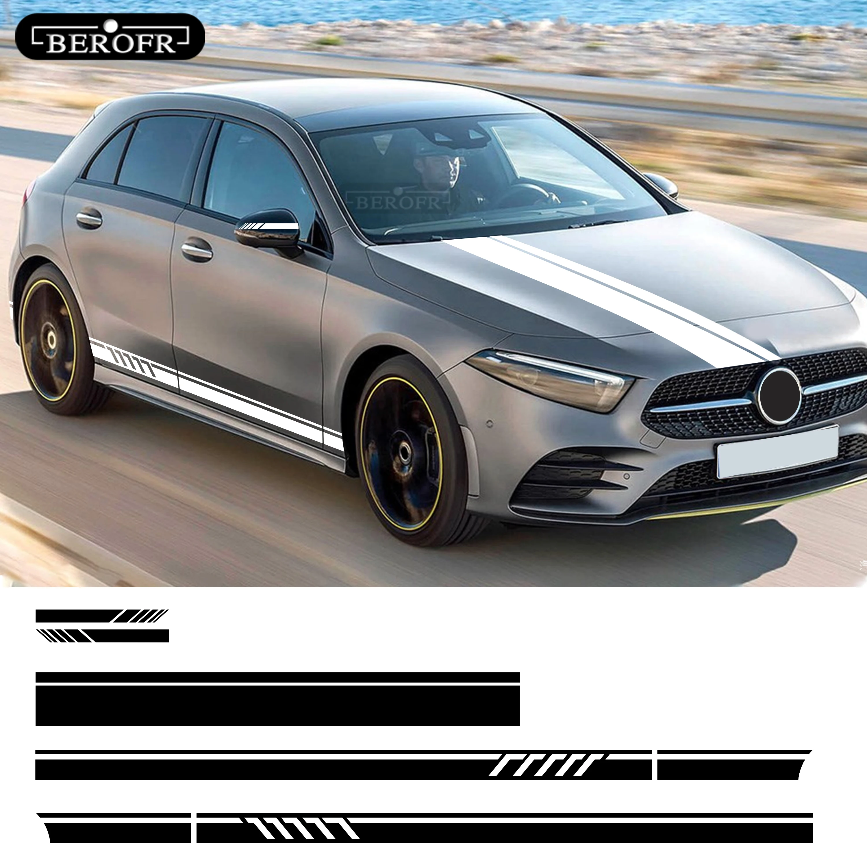 

Наклейки на боковые двери и капот Mercedes Benz W176 A Class A45 AMG A200 A180- 4 цвета, 2 шт.