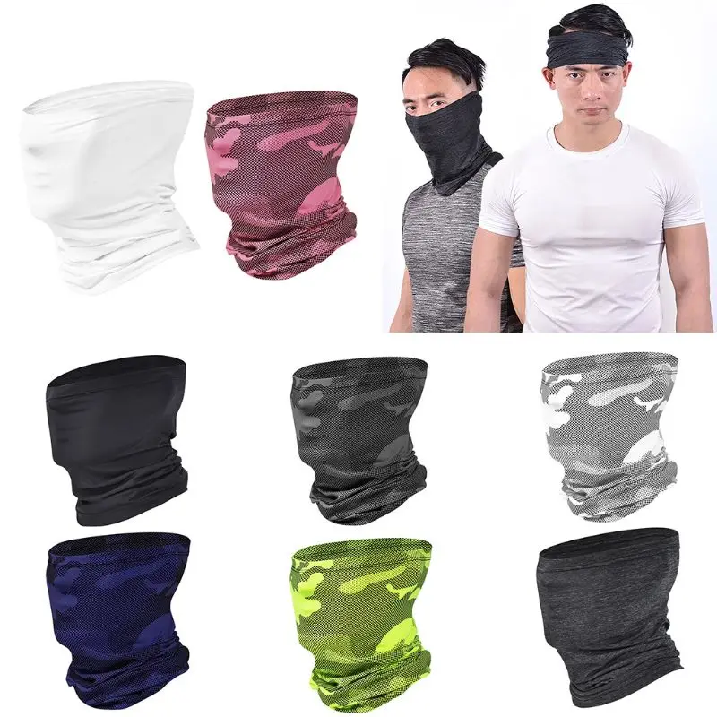 

Unisex Summer Outdoor Ice Silk Neck Gaiter Scarf UPF50 Sunscreen Fishing Hiking Cooling Earloops Face Mask Camouflage Bandana