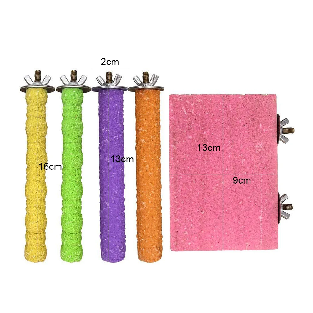 

5Pcs/Set Pet Parrot Budgie Chew Bite Paw Grinding Bar Rod Toy Bird Cage Perches