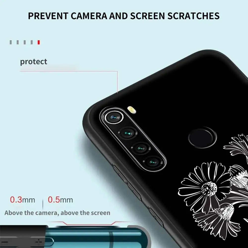 

Silicone Phone Case For Xiaomi Redmi Note 9T 9S 9 8 K40 Pro 8T 8A 9A 9C 7 7A 6 6A Shell Cover Coque Vintage Daisy Flower