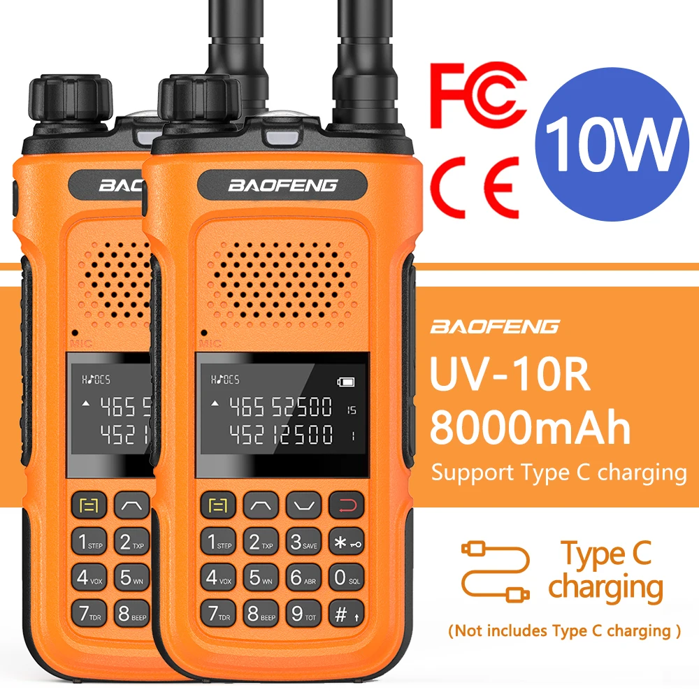 

2 шт. из натуральной 202 Baofeng UV-10R иди и болтай Walkie Talkie “иди и 30 км 10 Вт Dual band мобильный трансивер 136-174 & 400-520 МГц передатчик FCC, аддитивного цветово...