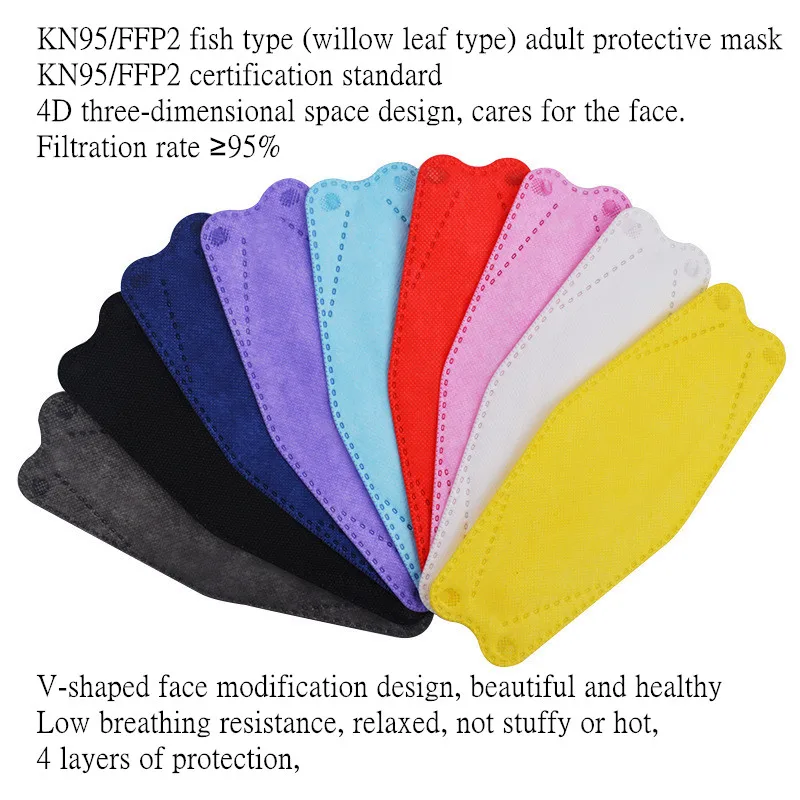 

Adult ffp2 mascarillas Approved hygienic safety protective Respirator face mask CE ffp2 Filter masks ffp2mask kn95 fish mask