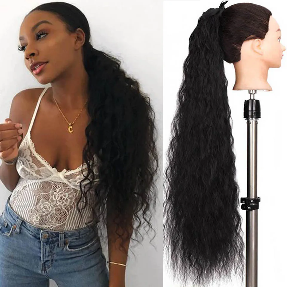 

Супер длинные кудрявые волосы HOUYAN, конский хвост 85 см, Женский бандажный хвост, пушистый кудрявый удлинитель для конского хвоста