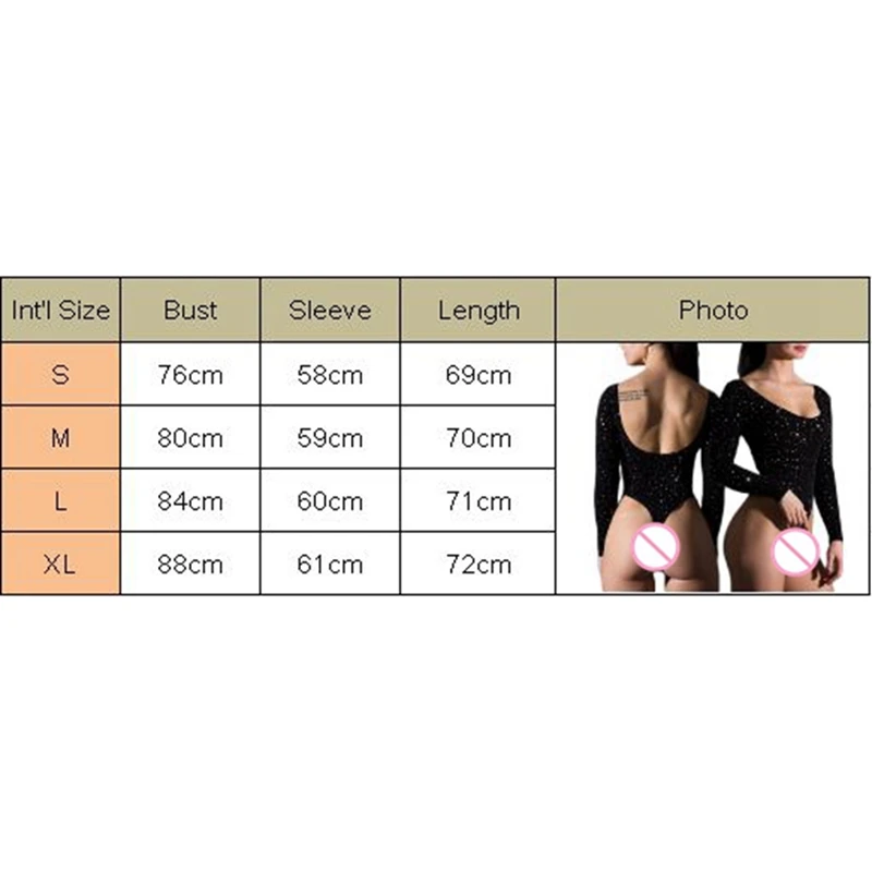 

Sexy Women Evening Party Club wear Shiny Sequins Sparkle Bodysuit Leotard Long Sleeve Backless Tank Stretch Jumpsuit Slim Tops
