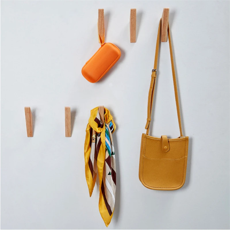 

Natural Wood Clothes Hanger Wall Mounted Coat Hook Key Holder Hat Scarf Handbag Decorative Storage Hanger Multi-Purpose Hooks