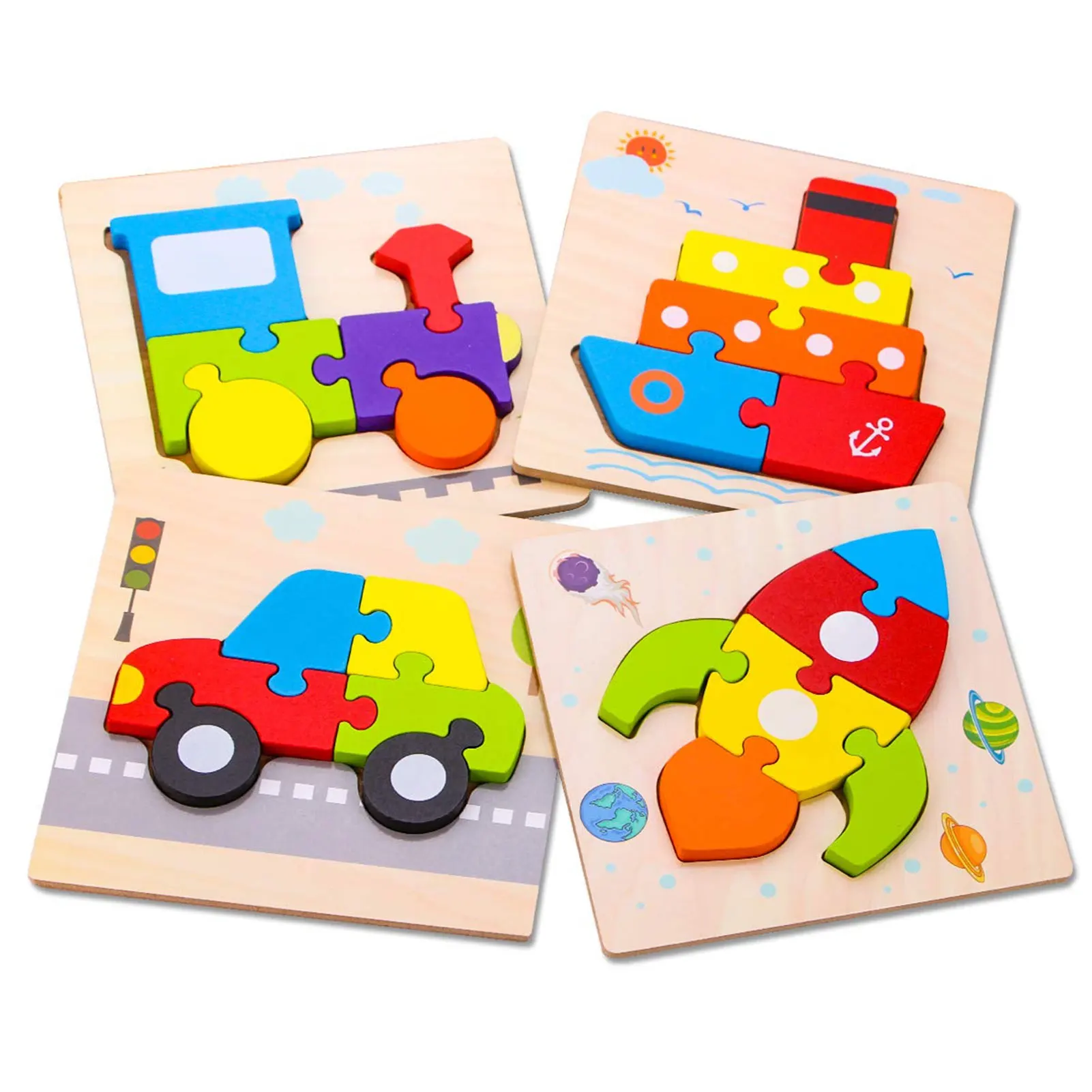 

Montessori Games Baby Toys Animals traffic Kids 3D Puzzles Wooden Cartoon Cognition Puzzle Toy Matching Educational Game Gift