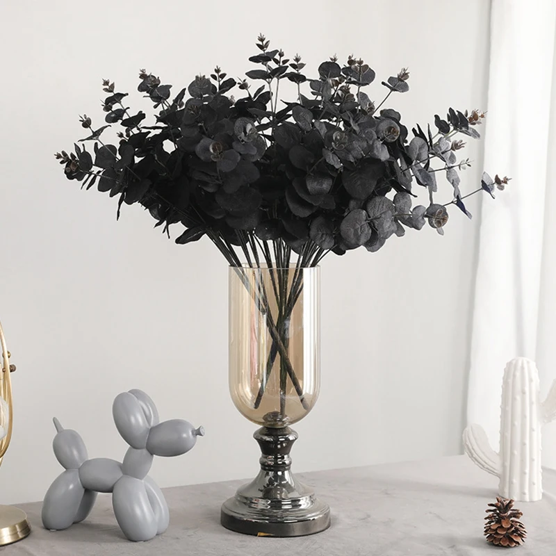 

20 Heads Artificial Black Eucalyptus Fake Flower Plant Wedding Party Decoration