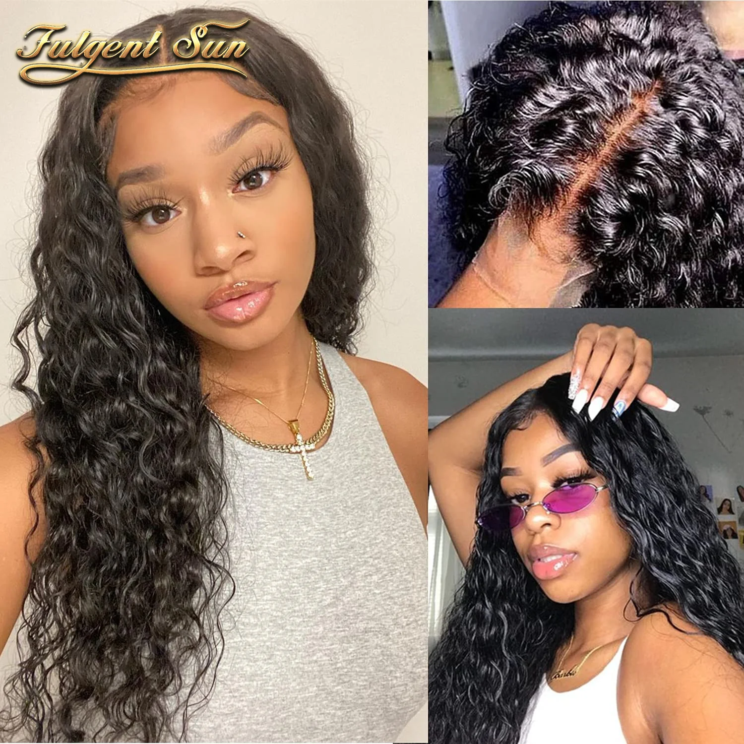 

Fulgent Sun 28Inch Water Wave13x4 Lace Wig Human Hair Peruvian Hair Water Wave Lace Front Wig For Black Women PrePlucked