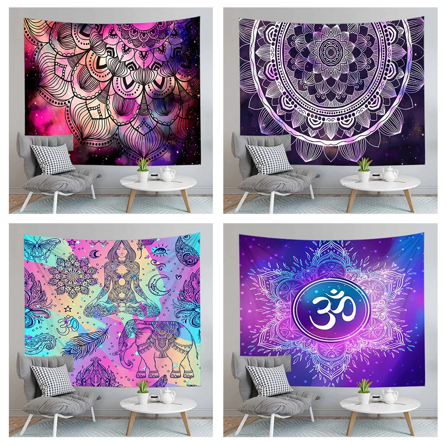 

Mandala Tapestry Wall Hanging Large India Compass Fabric Decor Blanket Yoga Mat Beach Towel Carpet