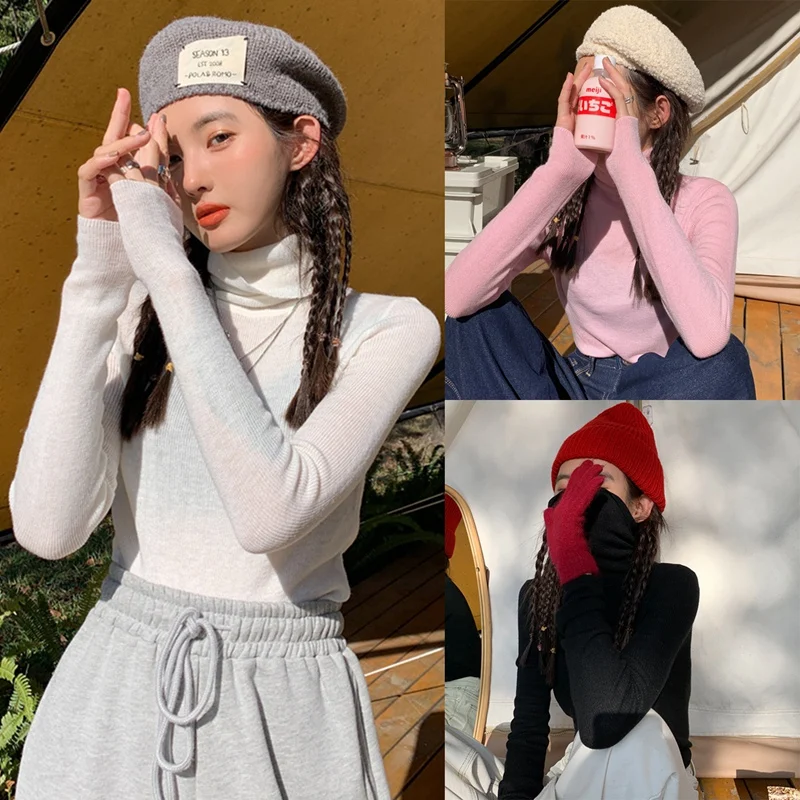 

Women's Multifunctional Knit Turtleneck Solid Color Sweater Base Shirt One Size