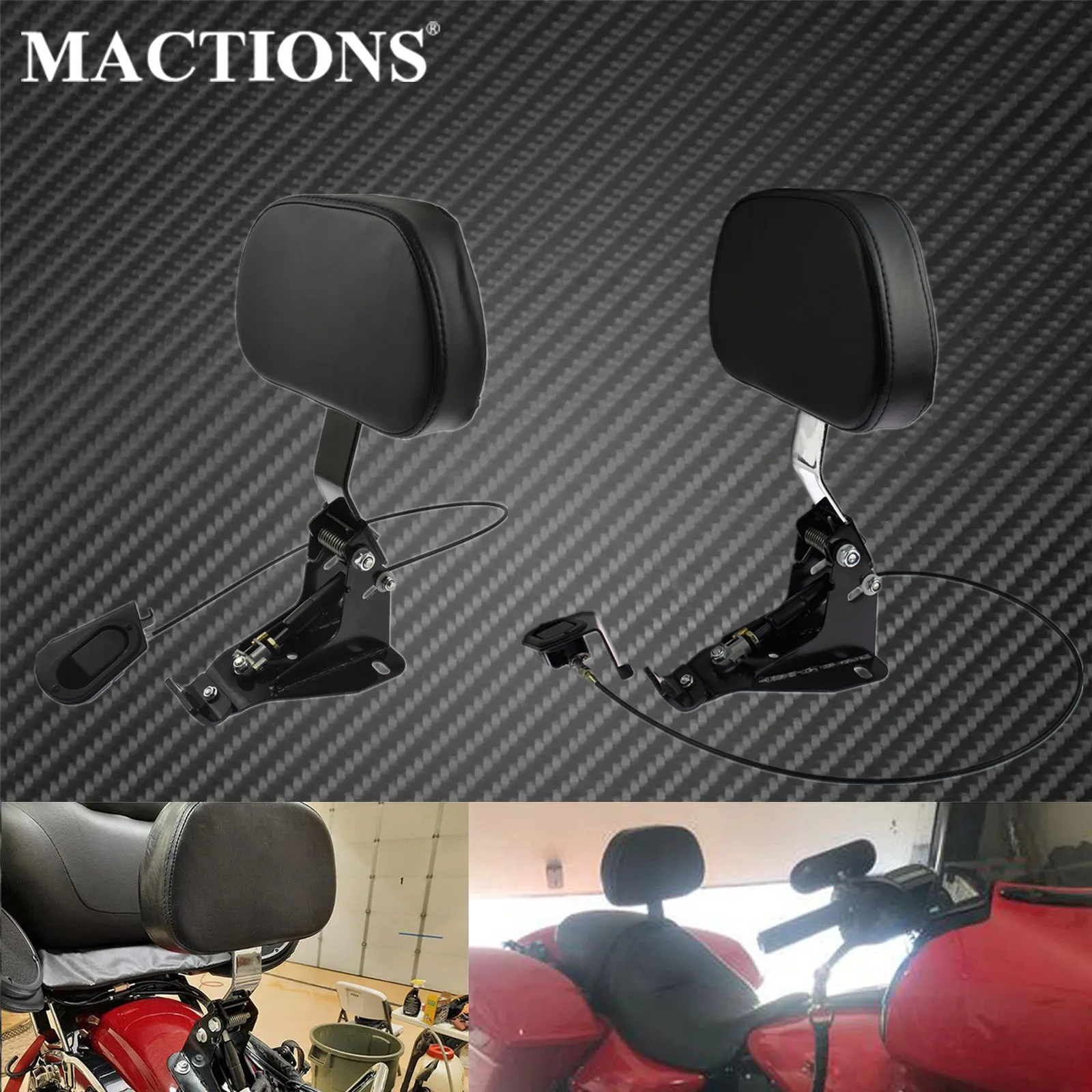 

Motorcycle Driver Rider Backrest + Adjustable Mounting Kit For Harley Touring Electra Glide Ultra Classic Street Glide 2009-2021