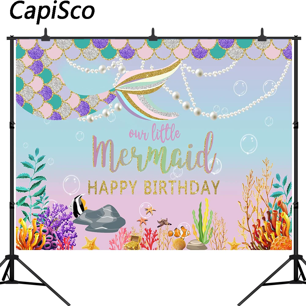 Фон для фотосъемки маленькая Русалочка под морем девочка принцесса день