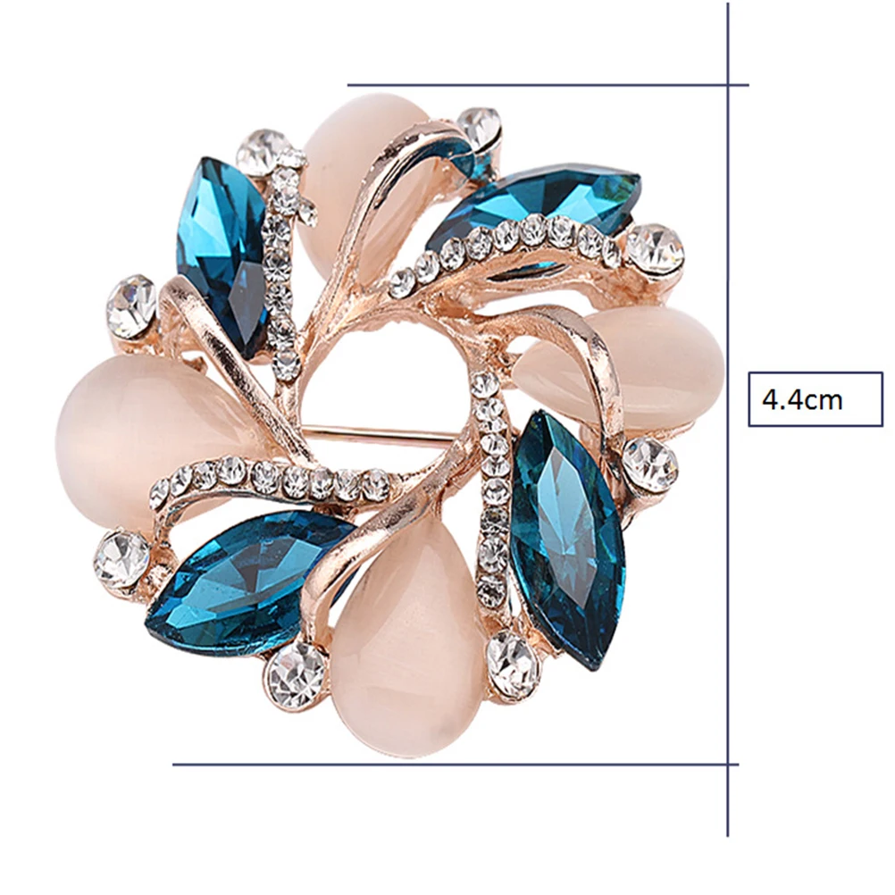 

Women Fashion Jewelry Bauhinia Crystal Brooch Pin For Scarf Buckle Clothing Accessories Flowers Opal Brooches