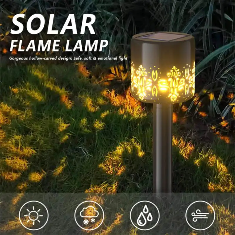 

Solar Flame Night Light Waterproof Projection LED Light Hollow-carved Decorative Lamp Landscape Lawn Lamp Garden Decor Supplies