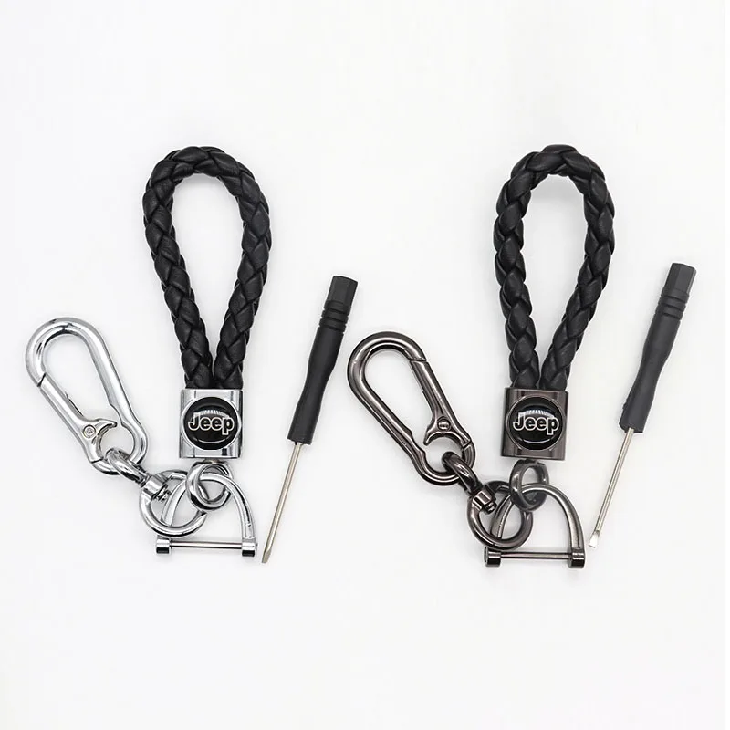 

Metal car keyring Braided rope Men's Keychain Keyfob For Car Accessories Gift 360rotating design Apply to JEEP-logo