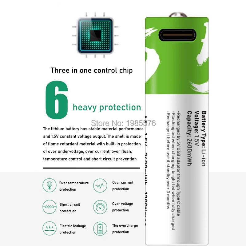 Литий-ионный аккумулятор 1 5 в 100% МВт/ч литий-полимерный Перезаряжаемый USB