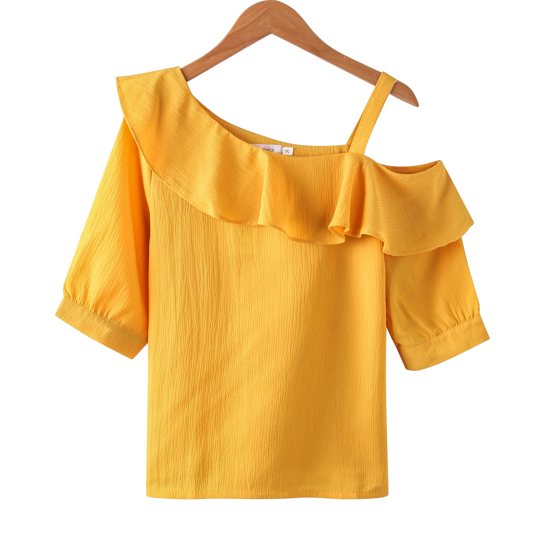 Fashion Women White Blouse Elegant Chic Ruffle Short Sleeve Designer Shirts Female Summer Tops Blusas Femininas |