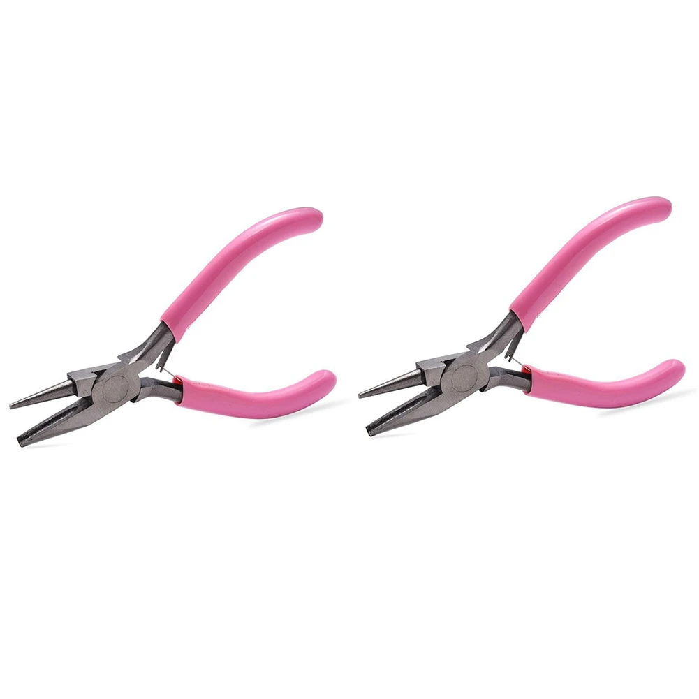 

2 Pcs Diy Handmade Accessories Jewelry Making Hardware Tools Mini Pink Handle Single Section Round Concave Pliers