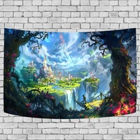 psychedelic mushroom forest tapestry fantasy landscape castle tapestry wall backdrop for room decor gt2tdbzy0630 1
