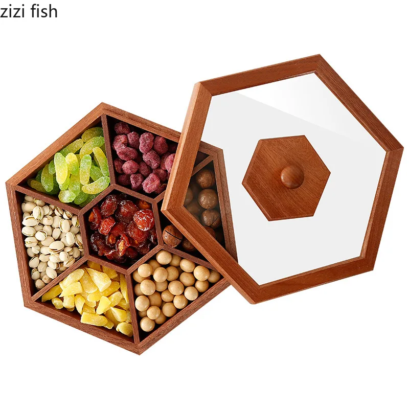 Деревянная коробка для сушеных фруктов креативная конфет с отделенной крышкой