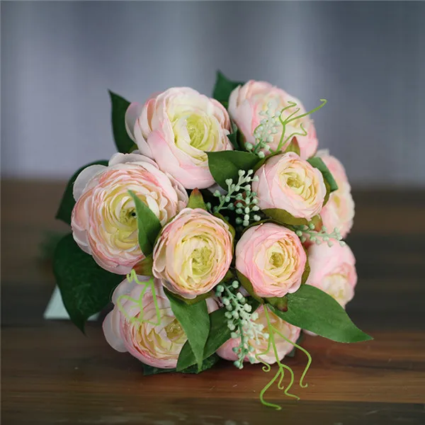 Tyep 2 light-pink YO CHO Свадебный букет шелковые розы пионы искусственный цветок розовый белый букет подружки невесты для свадьбы аксессуары - Цвет: Tyep 2 light-pink