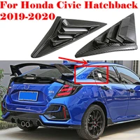 rear side window vent louver cover for honda civic type r hatchback 2020 2021 glossy black abs carbon fiber color