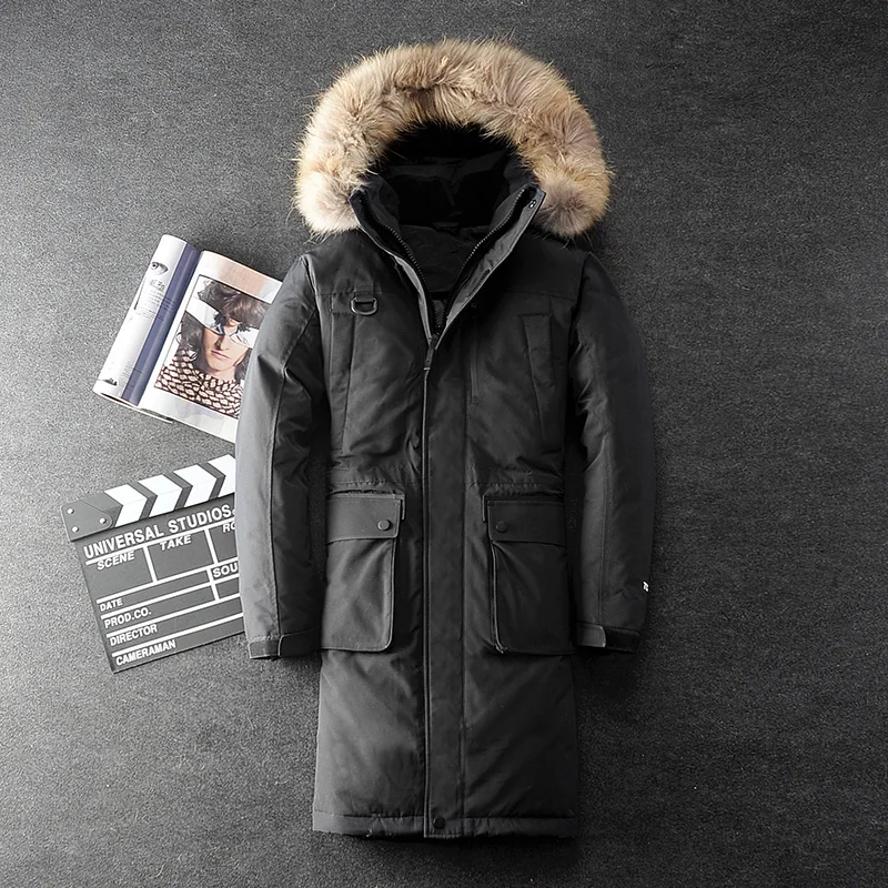  40 градусов теплый мужской зимний толстый холодный ветрозащитный длинный