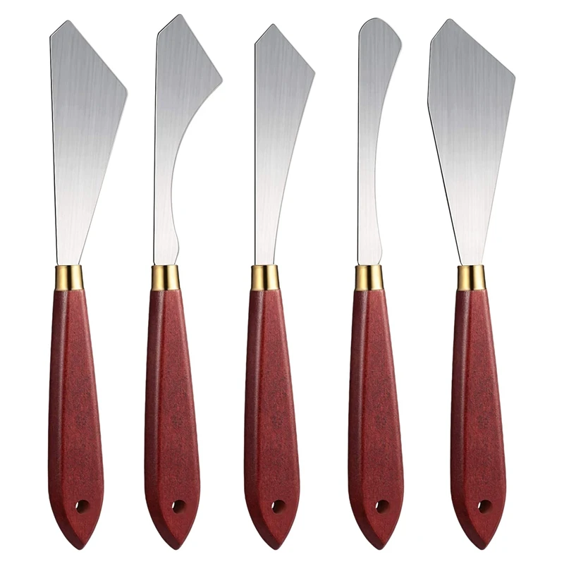 

5 Pieces Painting Knife Set Multifunctional Metal Scraper Palette Knife Oil Acrylic and Other Mixed Scrapers