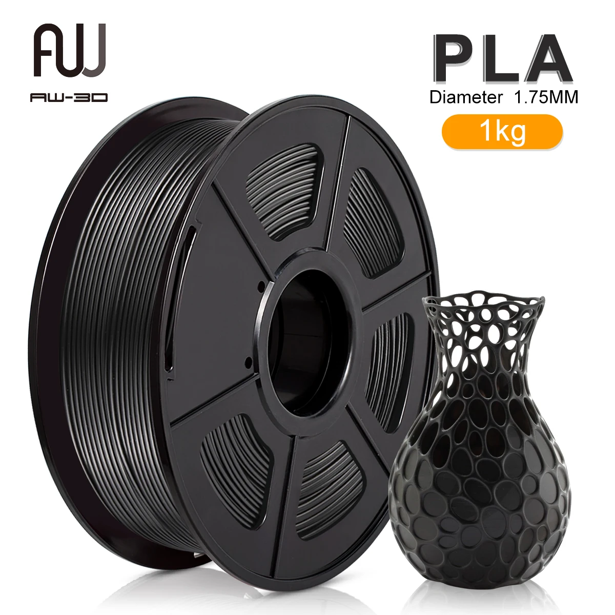 

Filament PLA 1kg Black 1.75mm FDM 3D Printer Material with Spool 0.02mm Tolerance No Bubble Non-toxic Colorful 3D Pen Filaments