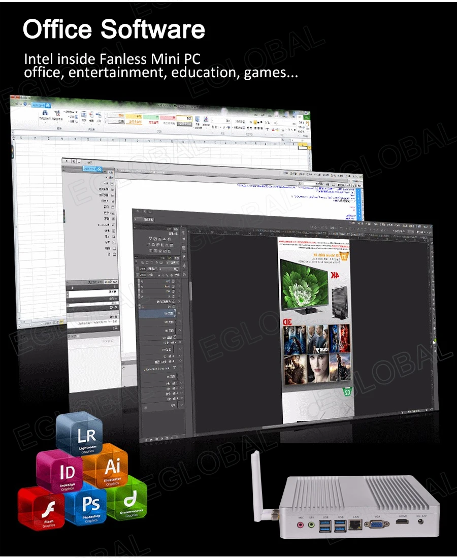 Дешевые windows 10pro Мини ПК компьютер Intel core i3/i5/i7/celeron настольный компьютер wifi HTPC безвентиляторный VESA крепление