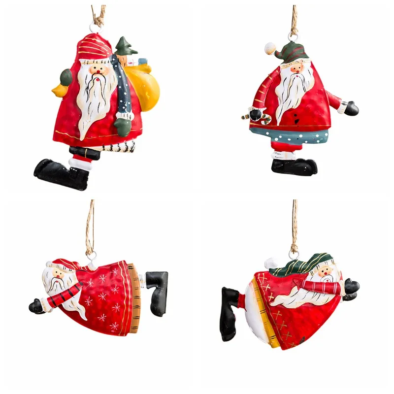 Деревенский окрашенные Санта Клаус железа Рождественские Подвески Висячие