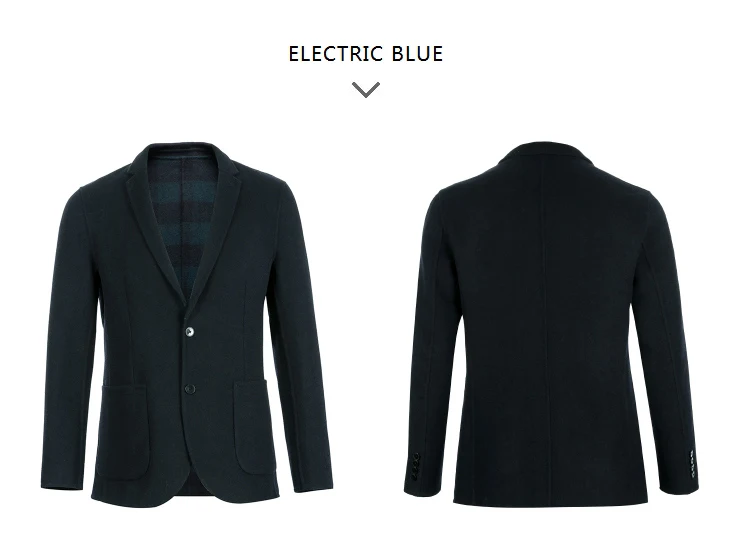 Выбранный мужской шерстяной сплошной цвет Slim-Fit Блейзер Бизнес случайный патч карман одежда S | 418408507
