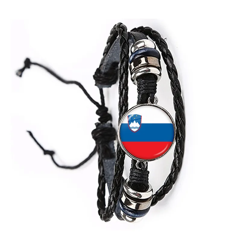 Кожаный браслет с национальным флагом, Корея, Сербию, Россию, Словению, Аргентина, Соединенные Штаты, Турция, Испания, Доминика ювелирные изделия для женщин и мужчин - Окраска металла: 7