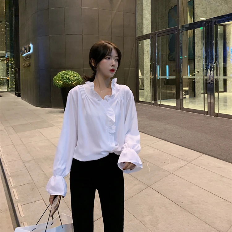 Женская блузка с оборками Colorfaith модная однобортная Повседневная рубашка