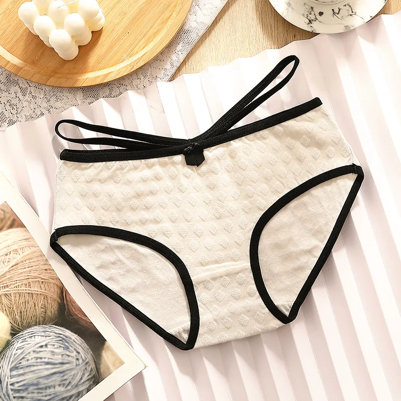 

Sexy Women's Underwear Panties Cotton Antibacterial Girl Lace-up Briefs Hollowed Out Sexy Hip Lifting Women's Underwear