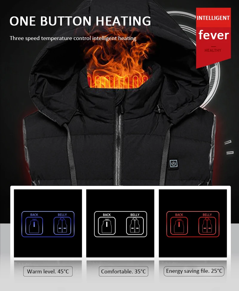 

Outdoor Heated Jacket Heating Vest Hiking Clothing USB Charging Electric Heating Vest Constant Temperature Warm Cotton Vest