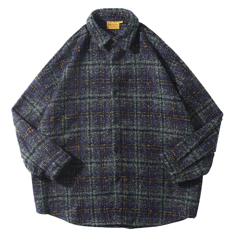 Рубашка мужская шерстяная с длинным рукавом теплая Повседневная клетчатая