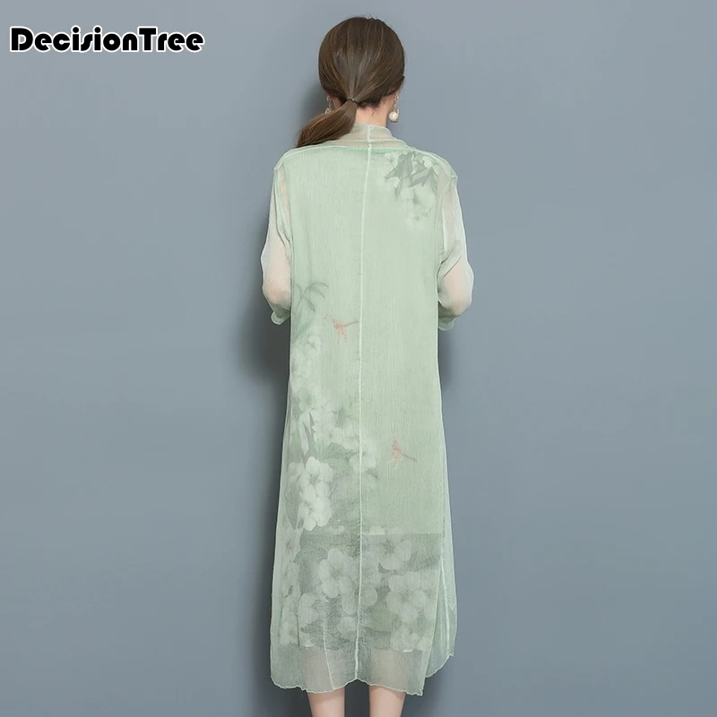 Китайское платье, вьетнамское традиционное китайское платье aodai, зеленое платье Ципао из двух частей, халат chinoise qipao