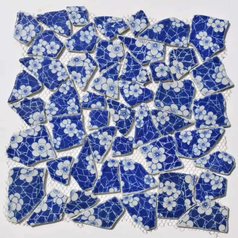 

Blue White Flower Porcelain Mosaic Tile Backsplash PCMTYHS17 Ceramic Bathroom Wall Tiles