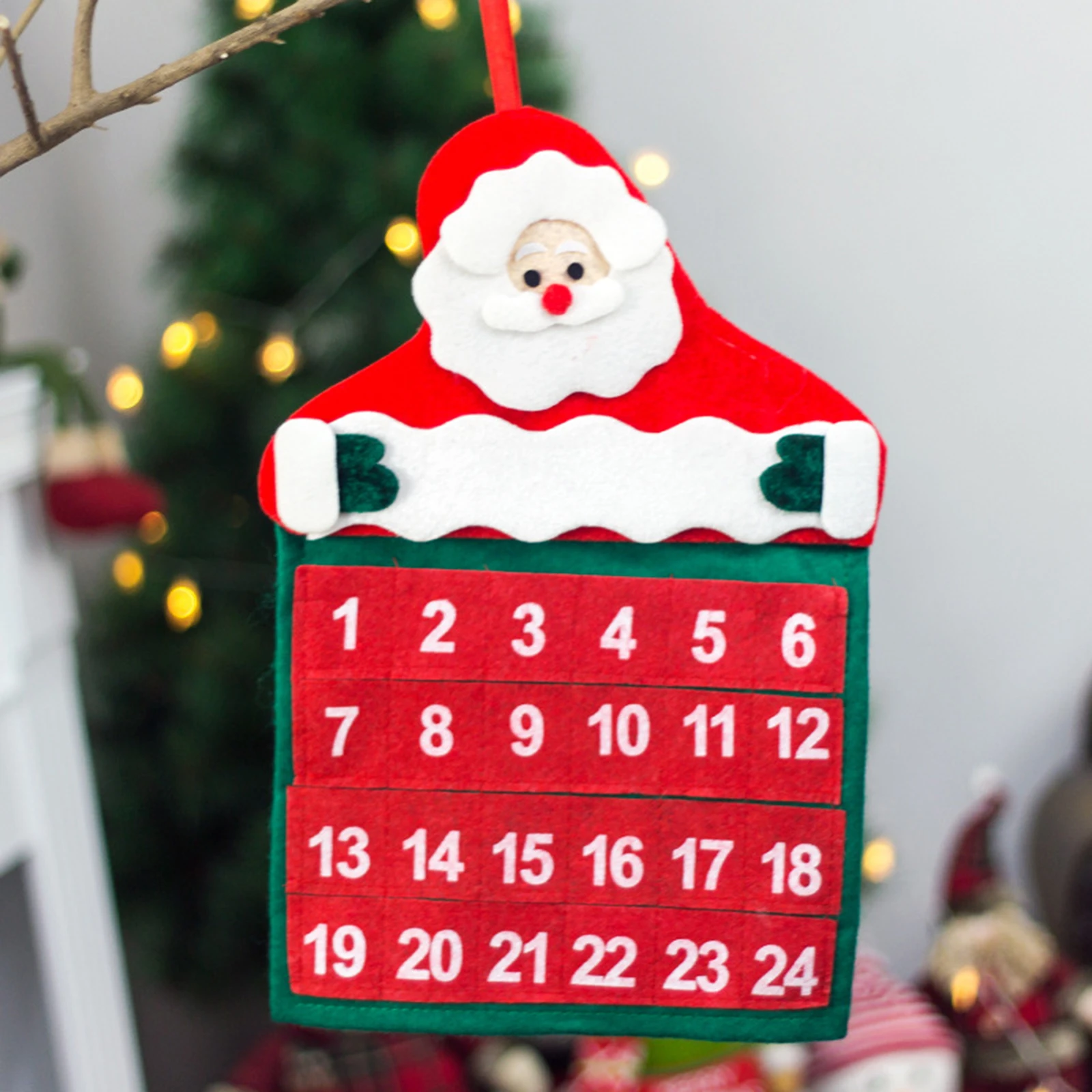 

Newest Arrival Christmas Non-woven Calendar Cartoon Santa Claus Countdown with Hanging Hole Decoration
