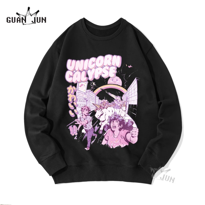 

Unicorn Calypse Print Crewneck Sweatshirt Unisex Hoodie Sweatshirts Hoodies Men Women Streetwear Japanese Style Casual Tops