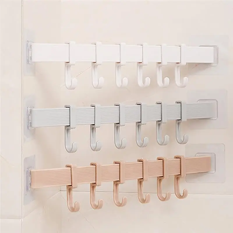 6 рядов крючков прочный самоклеящийся крючок бесшовная Вешалка без гвоздей для