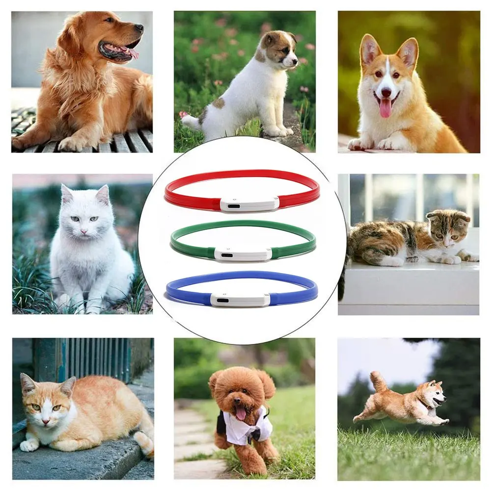 

LED Luminous Collar For Dogs Cats Usb Rechargeable Safety Luminous Collar With Adjustable Length 3 Modes Luminescence