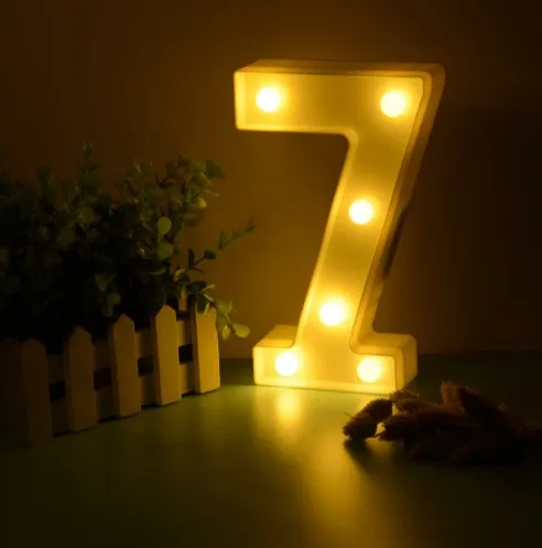 7 Letter Night Light Luminous LED 0-9 Number 26 English Alphabet Battery Lamp Brithday Wedding Party Christmas Decoration - Цвет: 7