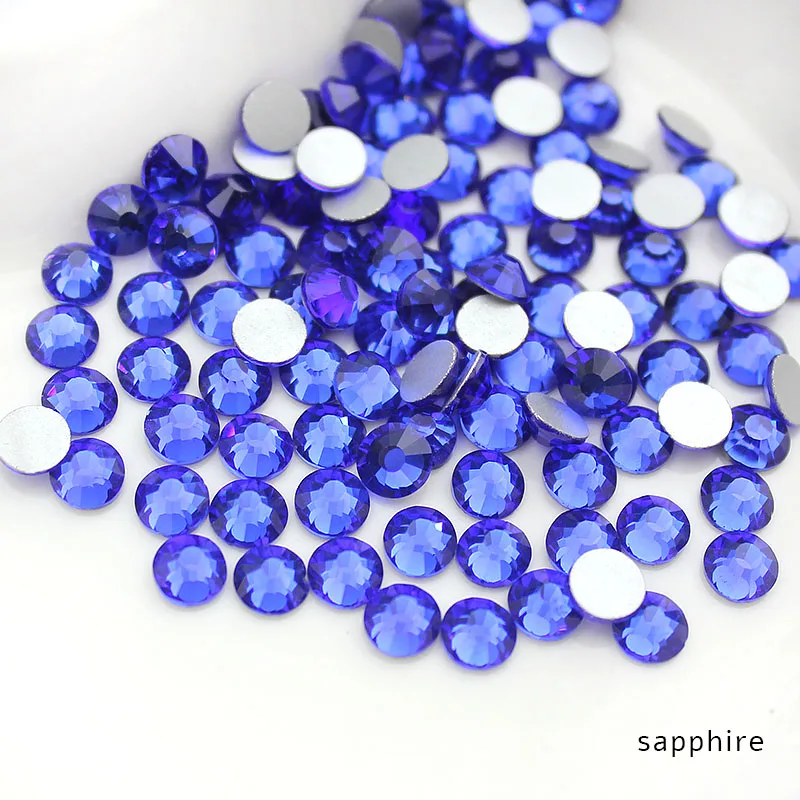 Sapphire SS3-SS20 сапфировые Стразы для нейл-арта, 1440 шт, плоская задняя часть, не горячая фиксация клея, стразы для нейл-арта, бутик и высший сорт - Цвет: Sapphire