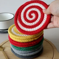 1pc 11cm small cotton rope double spiral coaster round placemat kitchen dinner table mats bowl pads drink insulation pot holder