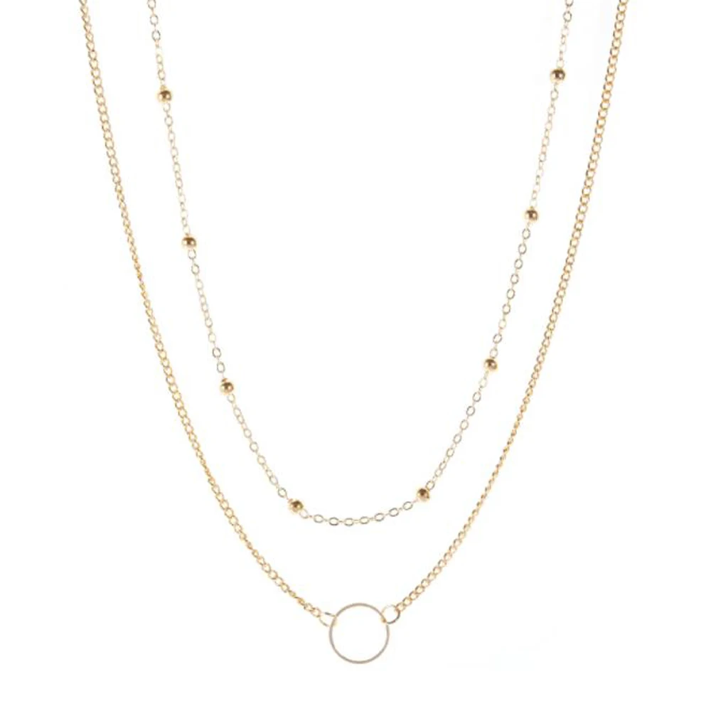 Ожерелье чокер золотистого цвета женское многослойное ожерелье с кулоном